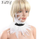 Готический викторианский пуховый воротник шали с натуральными перьями кружевная вышивка чокер шейный воротник панк косплей костюм аксессуары