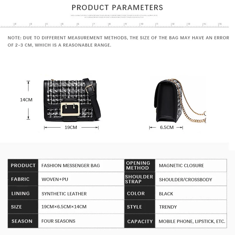 

Fashion Ladies Handbag Casual Sling Chain Crossbody Messenger Shoulder Travel PU Black Mini Envelope Bags