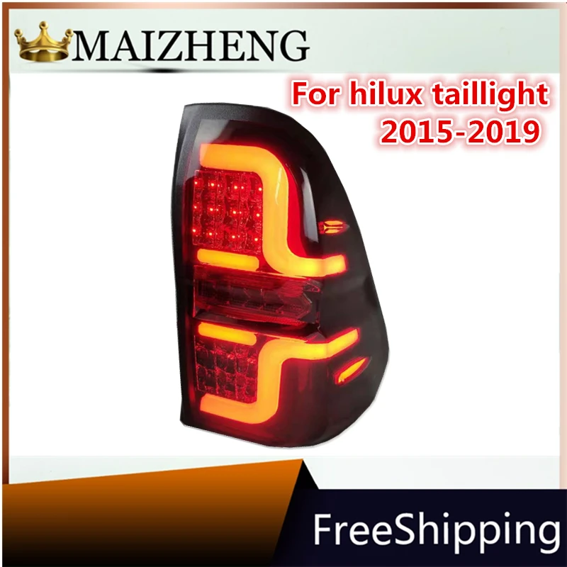 

1Pair Car Smoke LED Taillights For Toyota Hilux Revo Rocco SR5 M70 2015 2016 2017 2018 2019 Styling Rear Brake Driving Lamp
