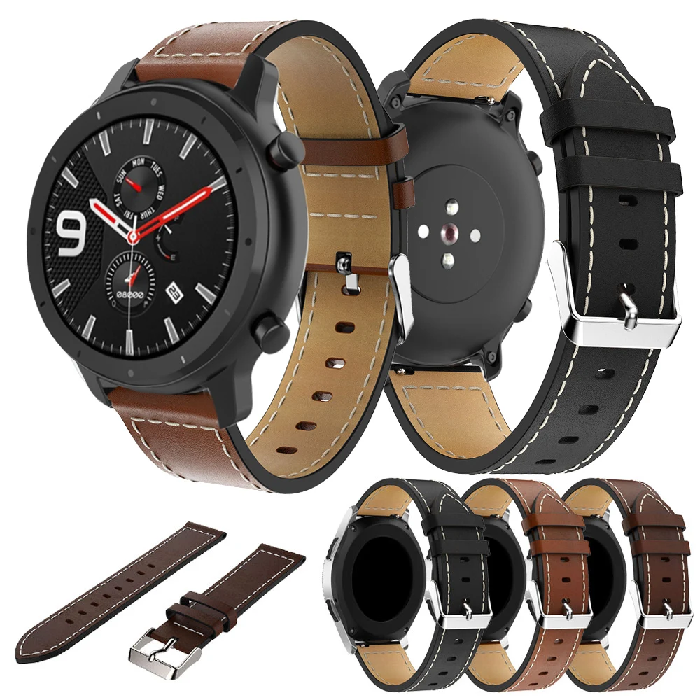 Ремешок 22 мм для Huami Amazfit GTR браслет из натуральной кожи часов Amazift pace/stratos 3 2 2s