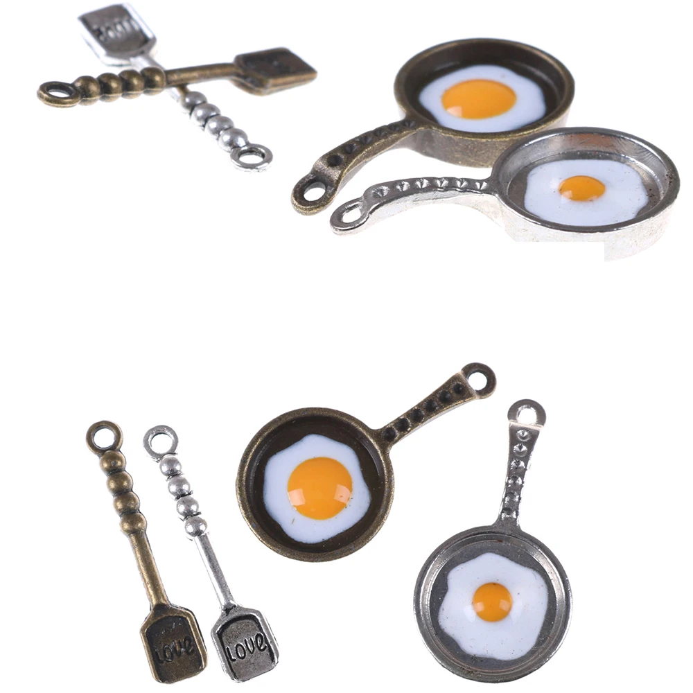 

4pcs/set Pan Fried Eggs Pandent Dollhouse Kitchenware For Children Kid Kitchen Toys Dollhouse Miniature Kitchen Decoration