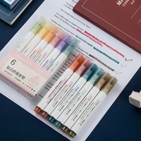 6 pcsset morandi colors fluorescent pen retro macaron art marker highlighter pens for journal painting stationery supplies