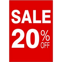 sale 20 off sign cards sign cards a4 poster price tag paper supermarket store ceiling shelf desk counter table top banner