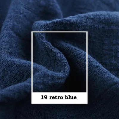 19 retro blue Художественный Ретро Slub креп хлопок/лен белый желтый оранжевый кофе темно серый красный мягкая ткань для ручной работы летнее платье Блузка - Цвет: 19 retro blue