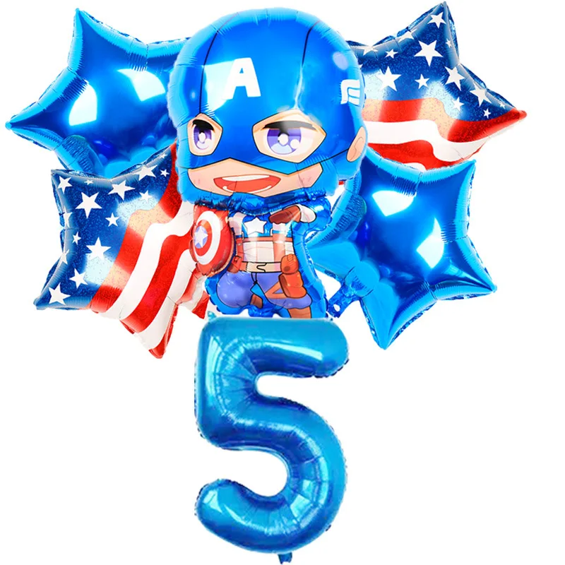 

Marvel Anime Figures Captain American Aluminum Balloons Baby Birthday Party Decorations Number Globos Christmas Supplies Kid Toy