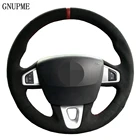 DIY Мягкий черного цвета из натуральной кожи и замши чехол рулевого колеса автомобиля для Renault Megane III 3 (купе) RS 2010 2011 2012 2013 2014 2015 2016