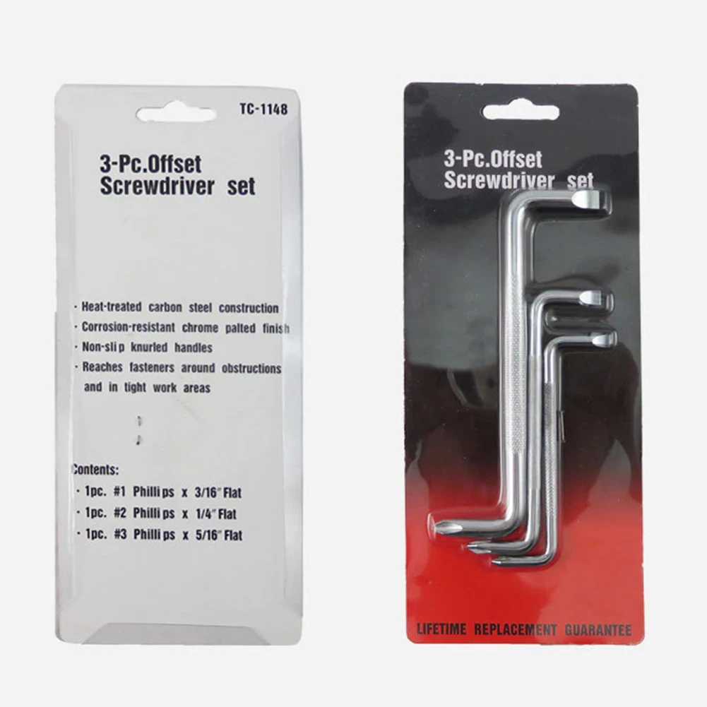 

3x Z Type Right Angle Elbow Screwdriver CRV Chrome Vanadium Steel Dual-purpose Phillips Slotted Screwdriver Hand Tools