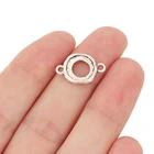 Тибетский серебряный соединитель для подвесок, двусторонний пустый круглый кабошон размером 10 мм, для изготовления браслетов, 19 х12 мм, 50 штук