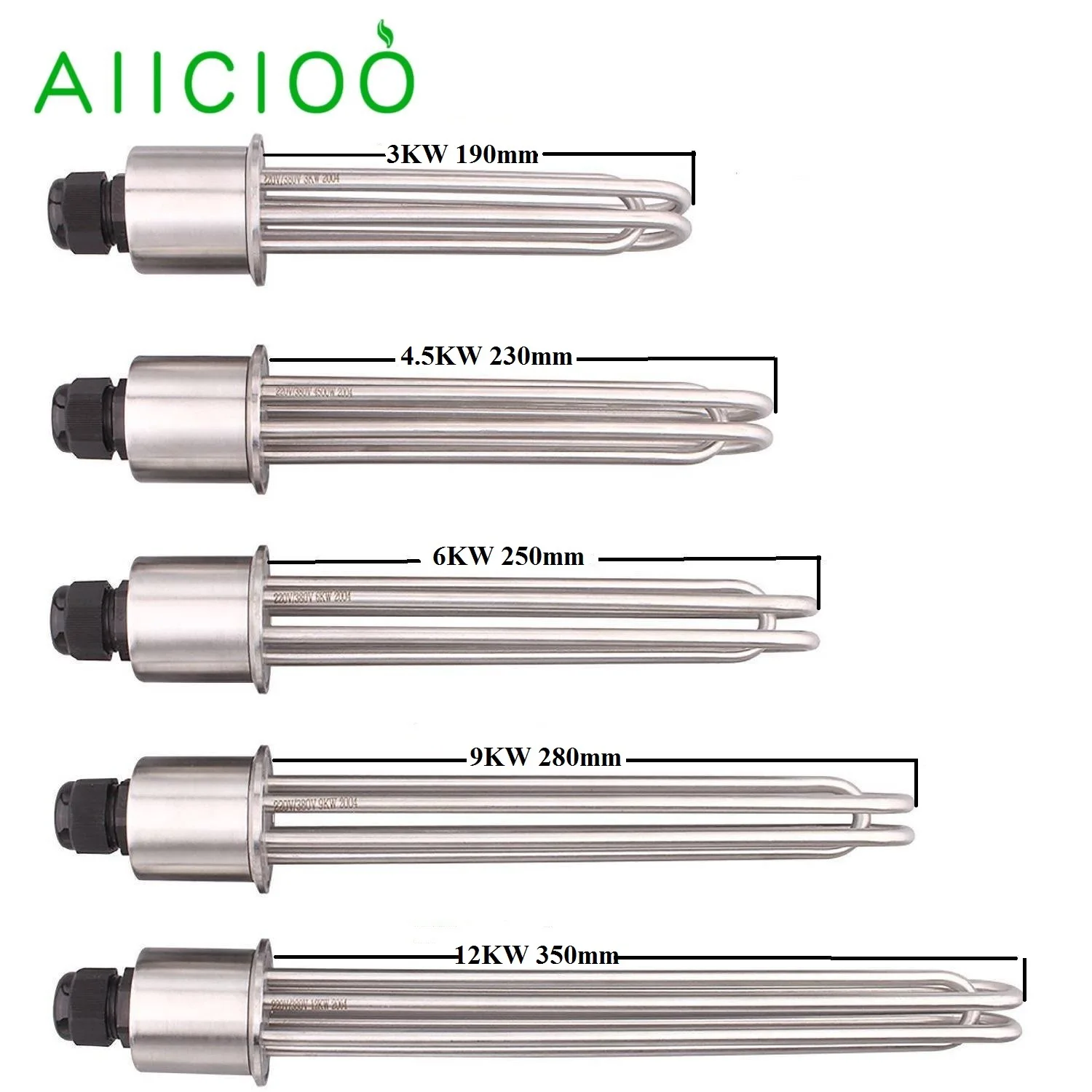 

AIICIOO 2"Tri-Clamp Electric Pool Heater Element for Brewing SUS304 64mm Flange 220V/380V 3KW/4.5KW/6KW/9KW/12KW