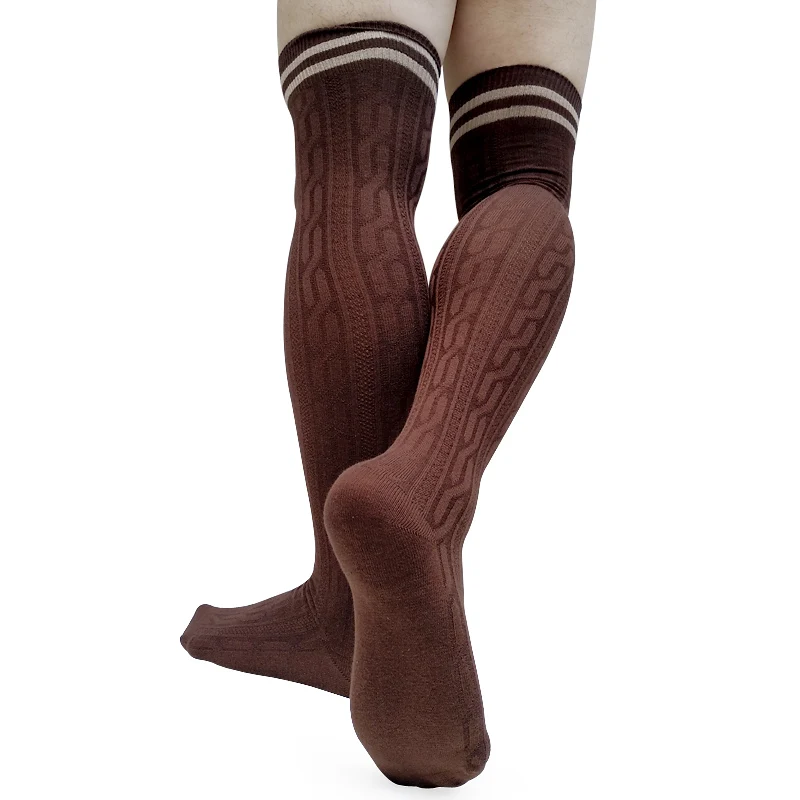 Men Thick Winter Socks Striped Over Knee Mens Business Stocking Formal Fashion Long socks Sexy Knitted Brand Hose enlarge