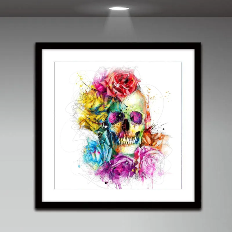 Алмазная живопись 5D с полными стразами новый мультяшный цветочный узор Череп