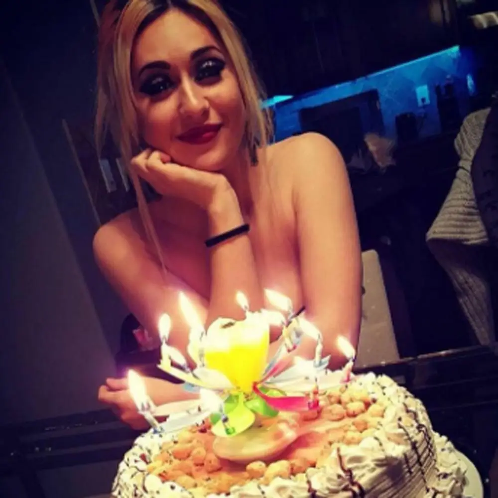 Музыкальный торт цветок 8 свечей кнопка аккумулятор 5 Лотос модный дюйм 2 в