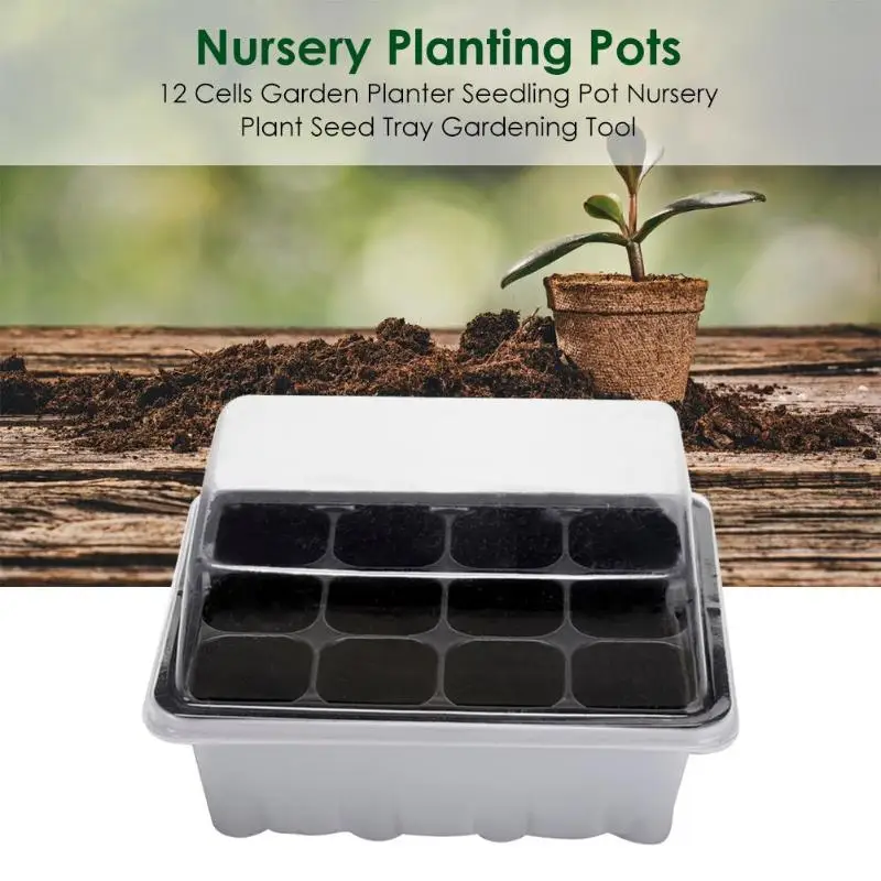 12 ячеек садовый горшок для рассады саженец поднос семян инструмент|Цветочные