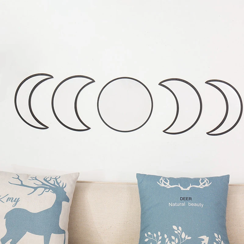 3/5 шт. натуральный Декор акриловый Moonphase зеркала Дизайн интерьера деревянный