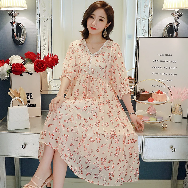 Новое летнее платье для беременных и кормящих с рукавом до локтя узкими