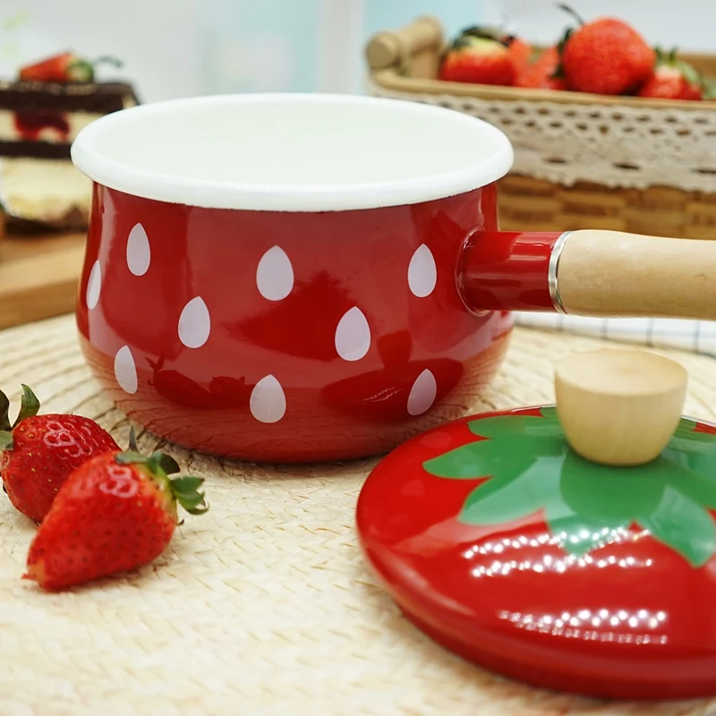 1.5L кастрюли для супа и мясного бульона Япония эмаль клубничное молоко горшок