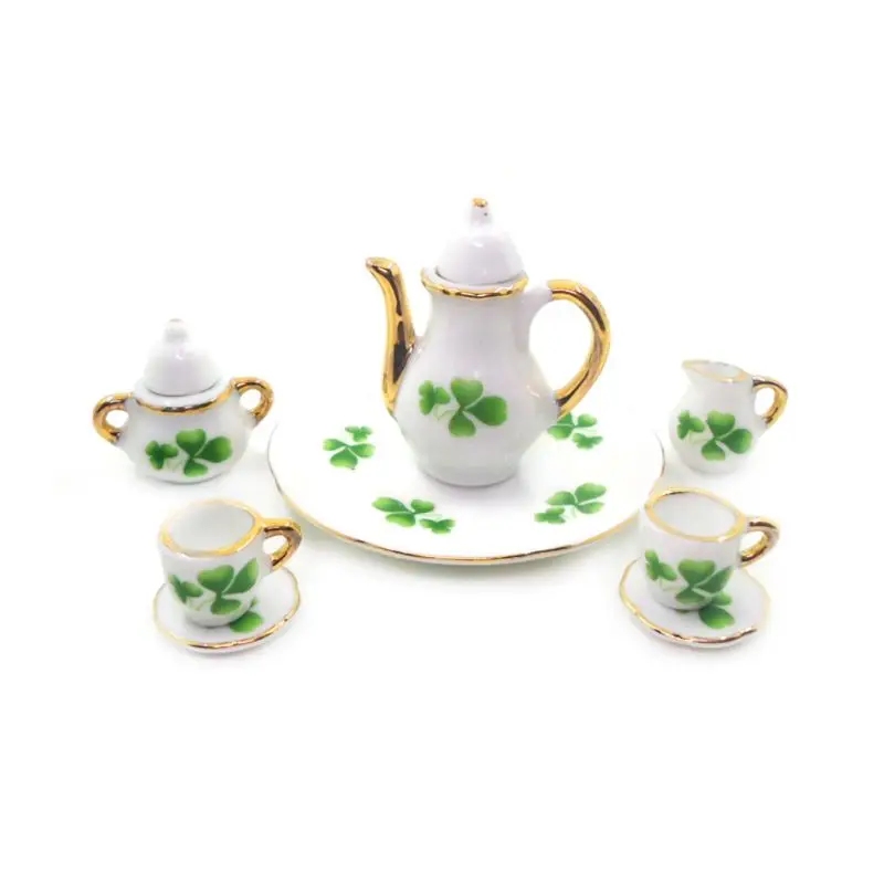 

Kids Baby Room Game Mini Ceramic Tea Set Model Simulation Doll House Decorative Accessories