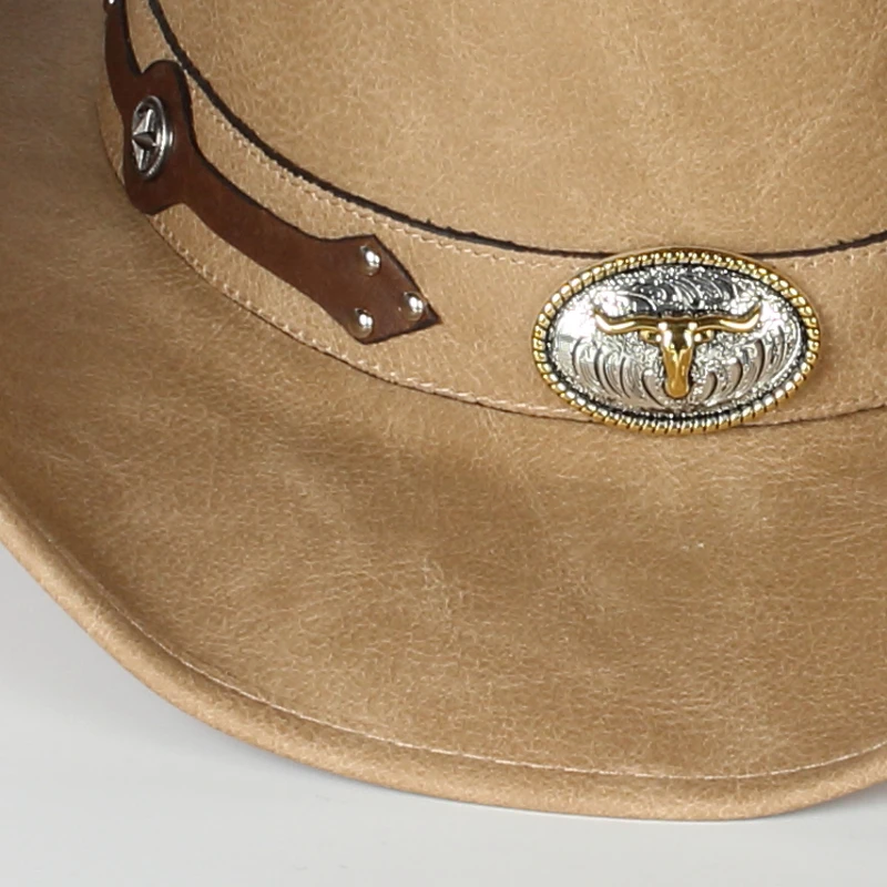 Wholesale high quality Fashion logo custom promotion and gifts items for party vintage style western cowboy hat with ox head |