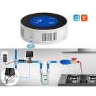 Детектор Утечки природного газа Tuya, Wi-Fi детектор температуры с ЖК-дисплеем и сигнализацией для утечки газа в кухне