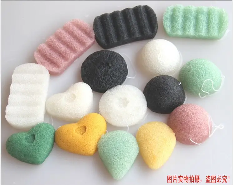 Натуральная зеркальная пуховка для лица полукруглая детская зеленая чайная