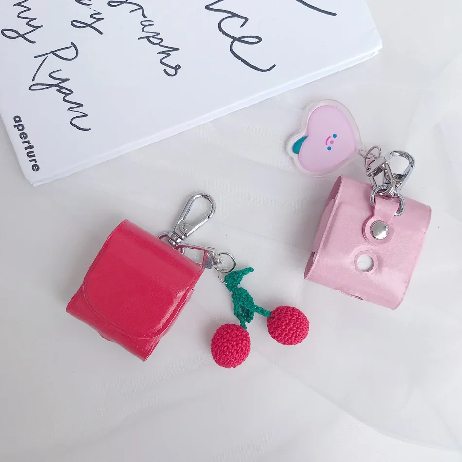 Чехол для наушников Airpods 2 роскошный кожаный чехол с красными вишнями Apple Air Pods
