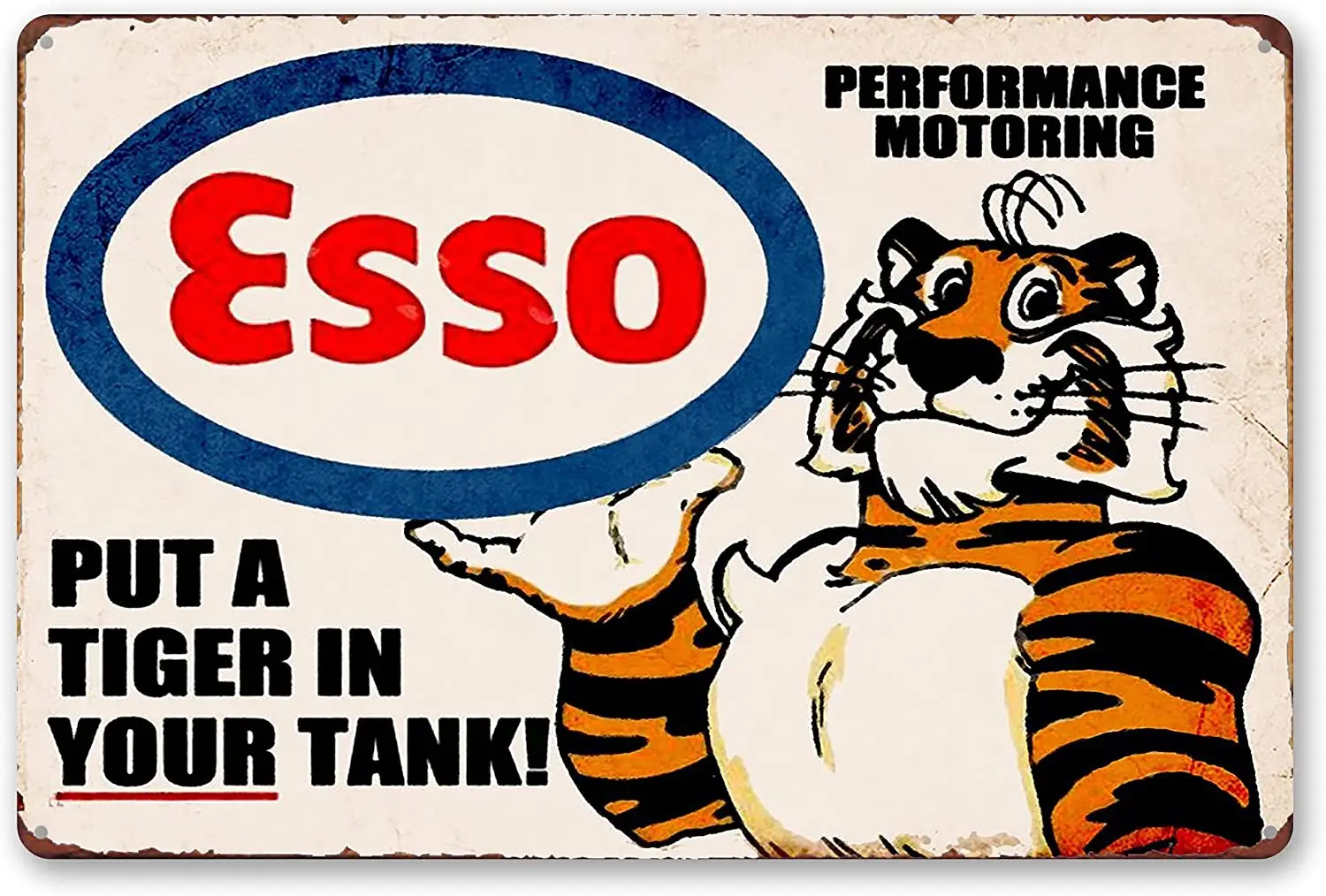 

MMOUNT Esso Put A Tiger in Your Tanx Metal Tin Sign Wall Sign Art Poster Plaque House Gift 12X8Inch