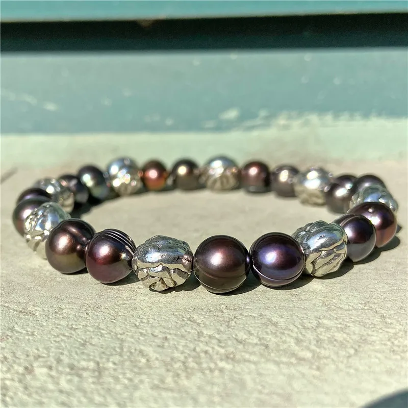 Браслет из натурального пресноводного жемчуга мужские ювелирные изделия ручной