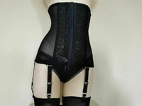 women high waist garter belt panty 6 straps suspender waspie waist cincher black waist shaper