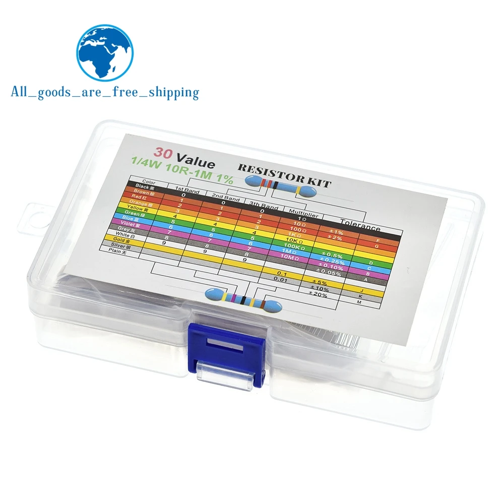 Комплект металлопленочных резисторов 600 шт./лот 1/4 Вт комплект ассортименте 10 -1 м