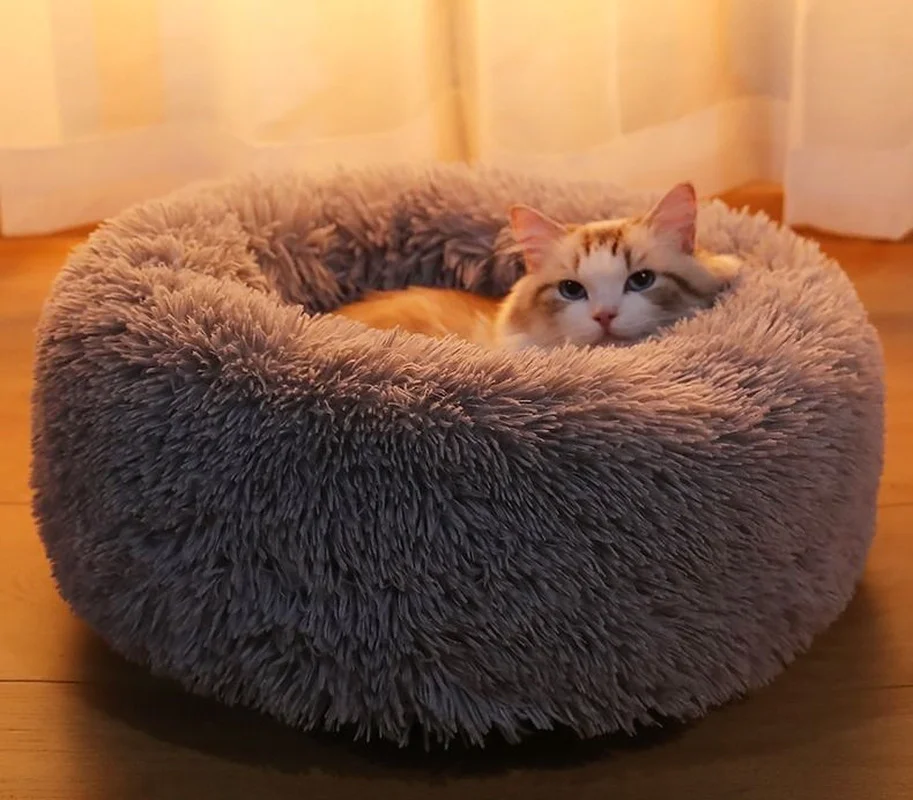 

Round Cat Beds House Soft Long Plush Best Pet Dog Bed for Dogs Basket Pet Products Cushion Cat Bed Cat Mat Animals Sleeping Sofa