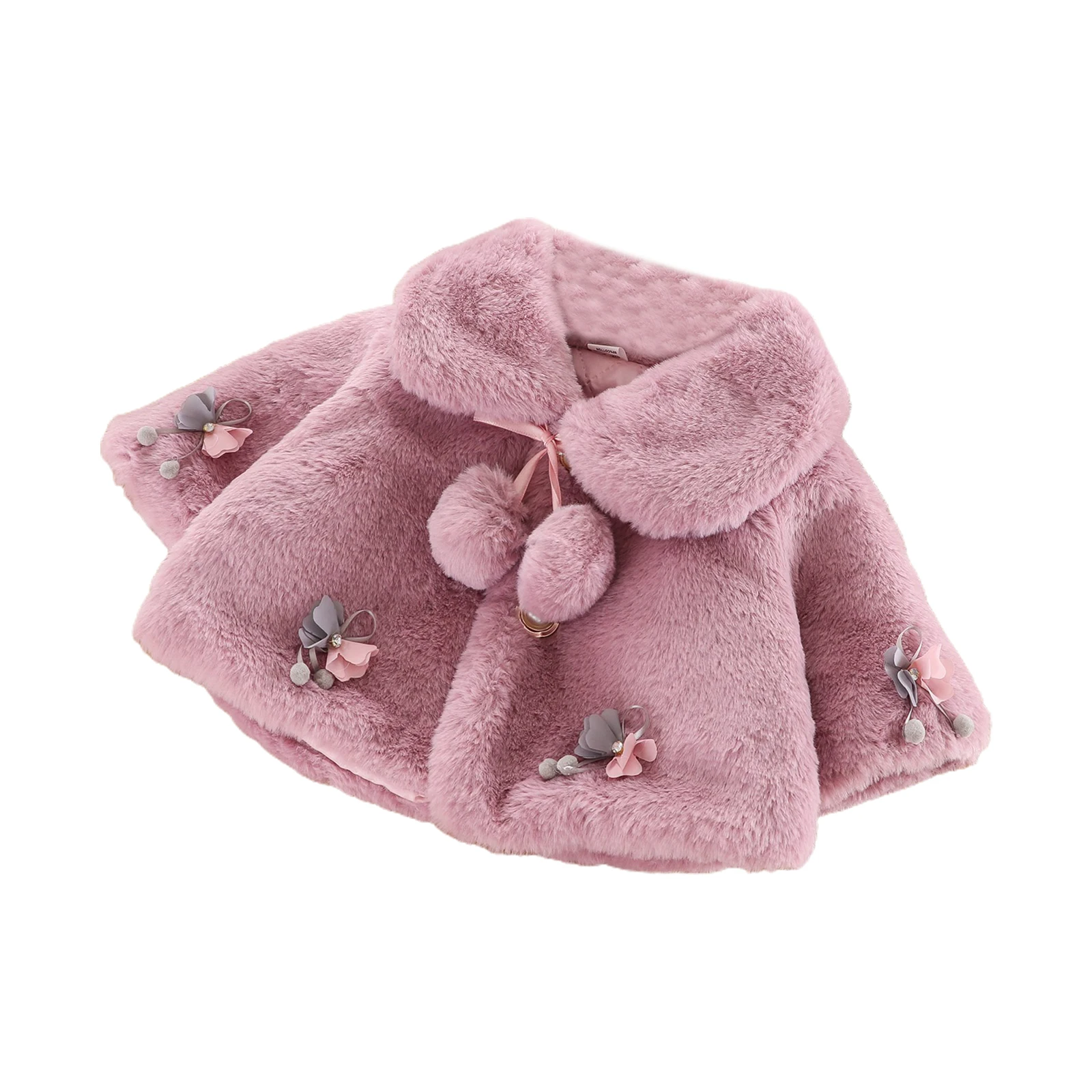 

BY Baby Girls Cute Button Cardigan Jacket, Toddler Windbreaker Fall Winter Warm Cloak, Cardigan Bow-knot Coat Clothes