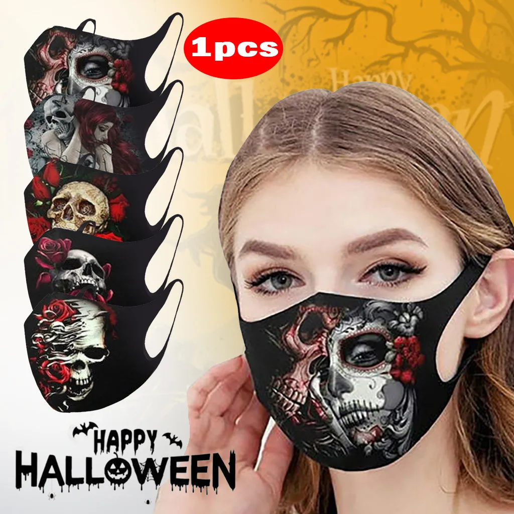 

Masque Cool Rose Skull Print Adult Masks Unisex Sand Exhaust Sunscreen Face Mask Breathable Cycling Mask Windproof Halloween マスク