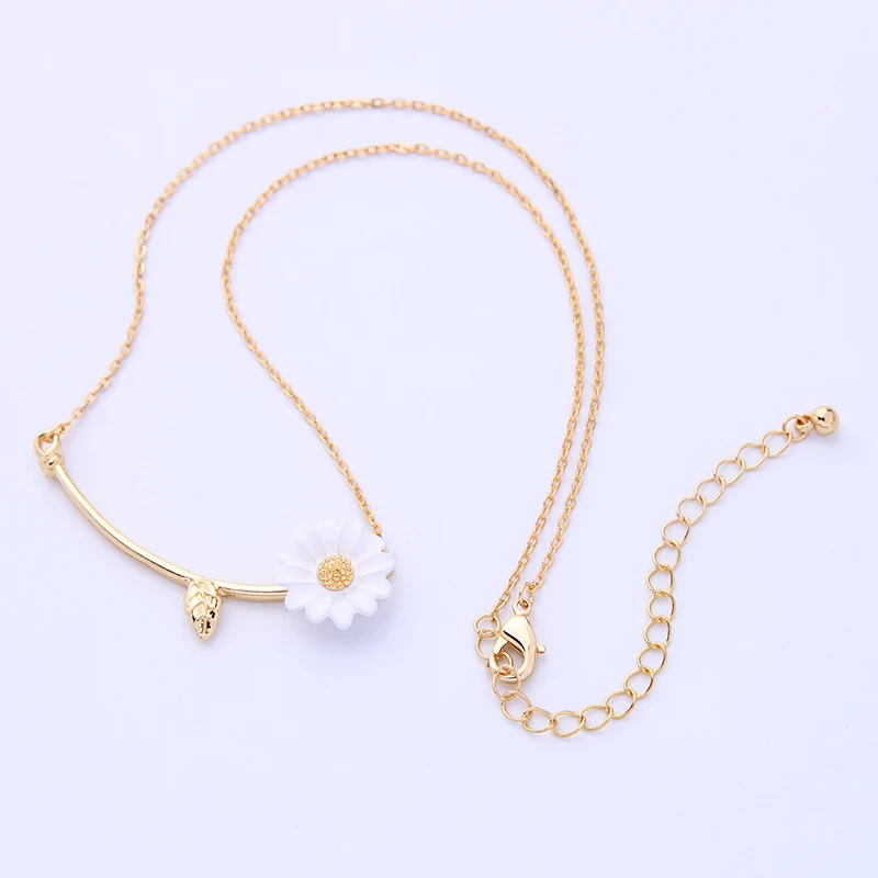 Эмаль маргаритки цветы Ювелирные наборы Асимметричные Висячие серьги золотой