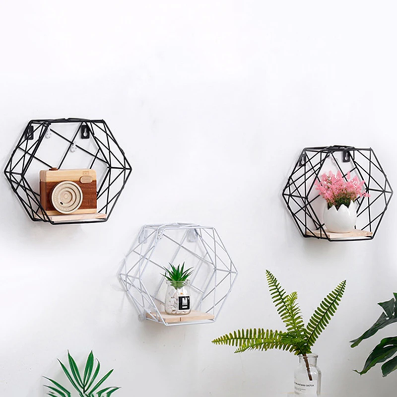 Новая Железная шестиугольная сетчатая настенная полка комбинированная