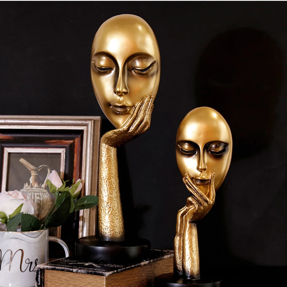 

Creative Elegant Thinkers Close Eyes Thinking Lady Resin Human Face Abstract Crafts Furniture Decoration Office Mask Ornaments