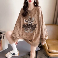 round neck thin women spring and autumn loose trendy korean style student preppy style all match cec sweater jacket