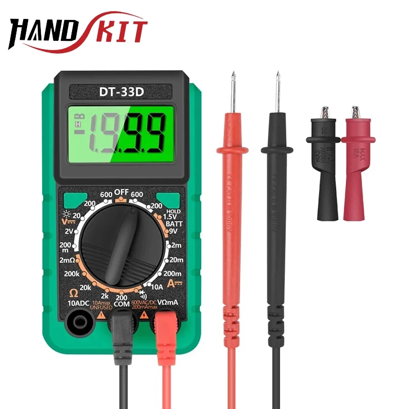 

HANDSKIT Digital Multimeter Auto Ranging AC/DC Voltage Meter Flash Light Large Screen Tester Professional Digital Multimeter