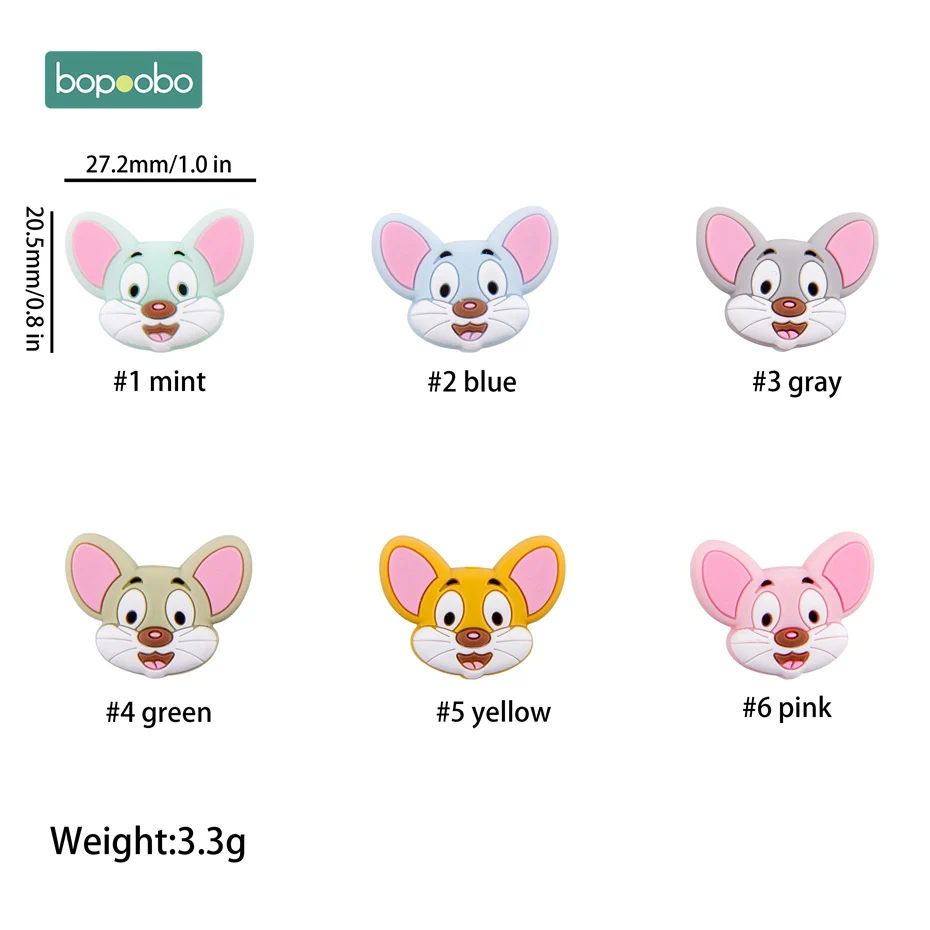 Шоколад Bopobo 5 шт. силиконовый бисер ребенок прорезывание зубов мультфильм Силиконовые Бусины грызунов материал, не содержащий BPA Душ подарок DIY ремесла детский Прорезыватель - Цвет: Шоколад