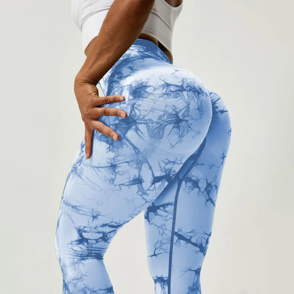 NCLAGEN штаны для йоги с принтом галстук окрашенные 2021 высокой талией подтягивающие