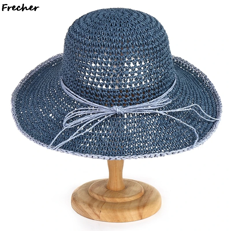 

Trendy Women's Summer Beach Sunhat Bowknot Breathable Straw Hat Floppy Outdoor Casual Temperament Sunscreen Hats