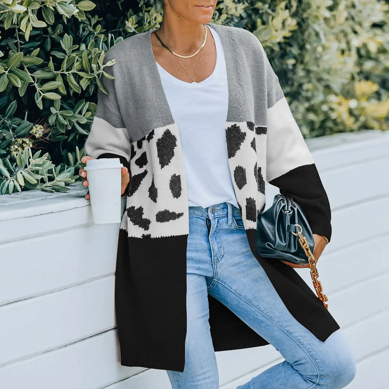 

Long Leopard Cardigan Women's Long Sleeve Autumn Winter Sweaters Fashion Women Cardigan Jacket
