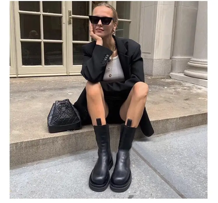 

New Luxury Chelsea Boots Women Ankle Boots Chunky Winter Shoes Platform Ankle Boots Slip on Chunky Heel BV Boot Brand Designer