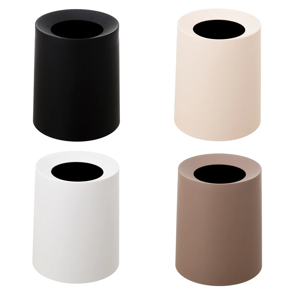 

Plastic Round Double-layer Trash Can Household Kitchen Living Room Bathroom Bedroom Trash Solid Color Home Storage Trash Bin