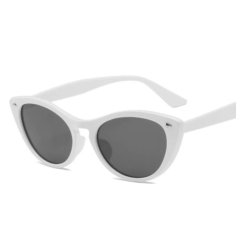RBROVO, маленькие солнцезащитные очки Cateye для женщин,, роскошные ретро солнцезащитные очки для женщин, винтажные очки для женщин, зеркальные очки Oculos De Sol Feminino - Цвет линз: WhiteGray