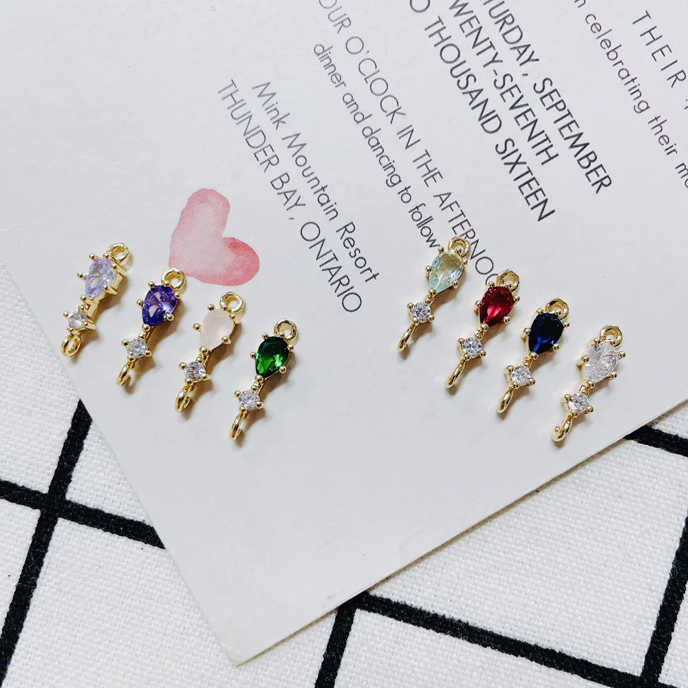 

DIY Jewelry Findings 40pcs/Lot 5*18mm Gold Tone Plated Zinc Alloy Heart Crystal Rhinestone Necklace Pendant Metal Earring Charms