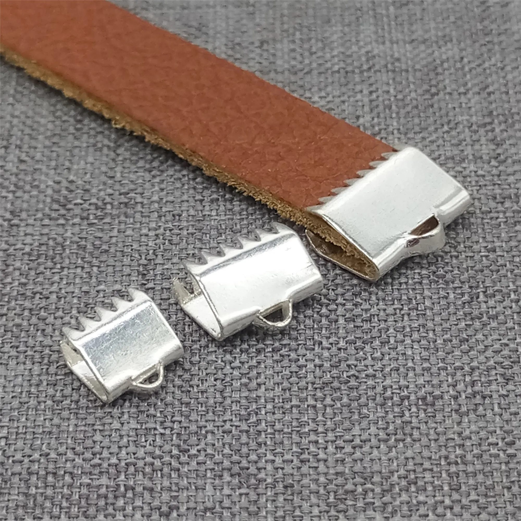 10pcs of 925 Sterling Silver Ribbon Crimp Ends for Leather Cord Crimp Closures