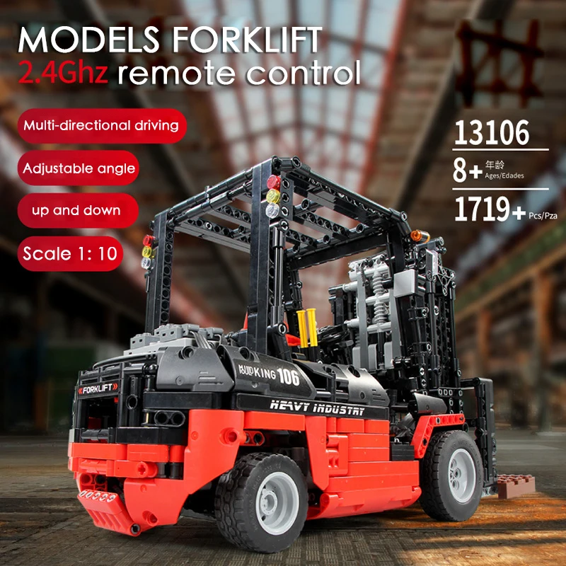 1719 шт MOC Technic серии Мотор мощность Мобильный Кран вилочный погрузчик Mk II модель