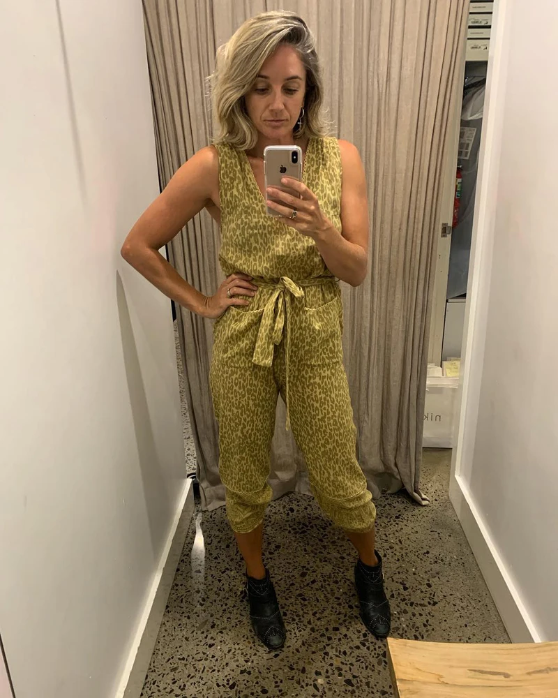 Женский Длинный леопардовый комбинезон AYUALIN желтый пляжный без рукавов с