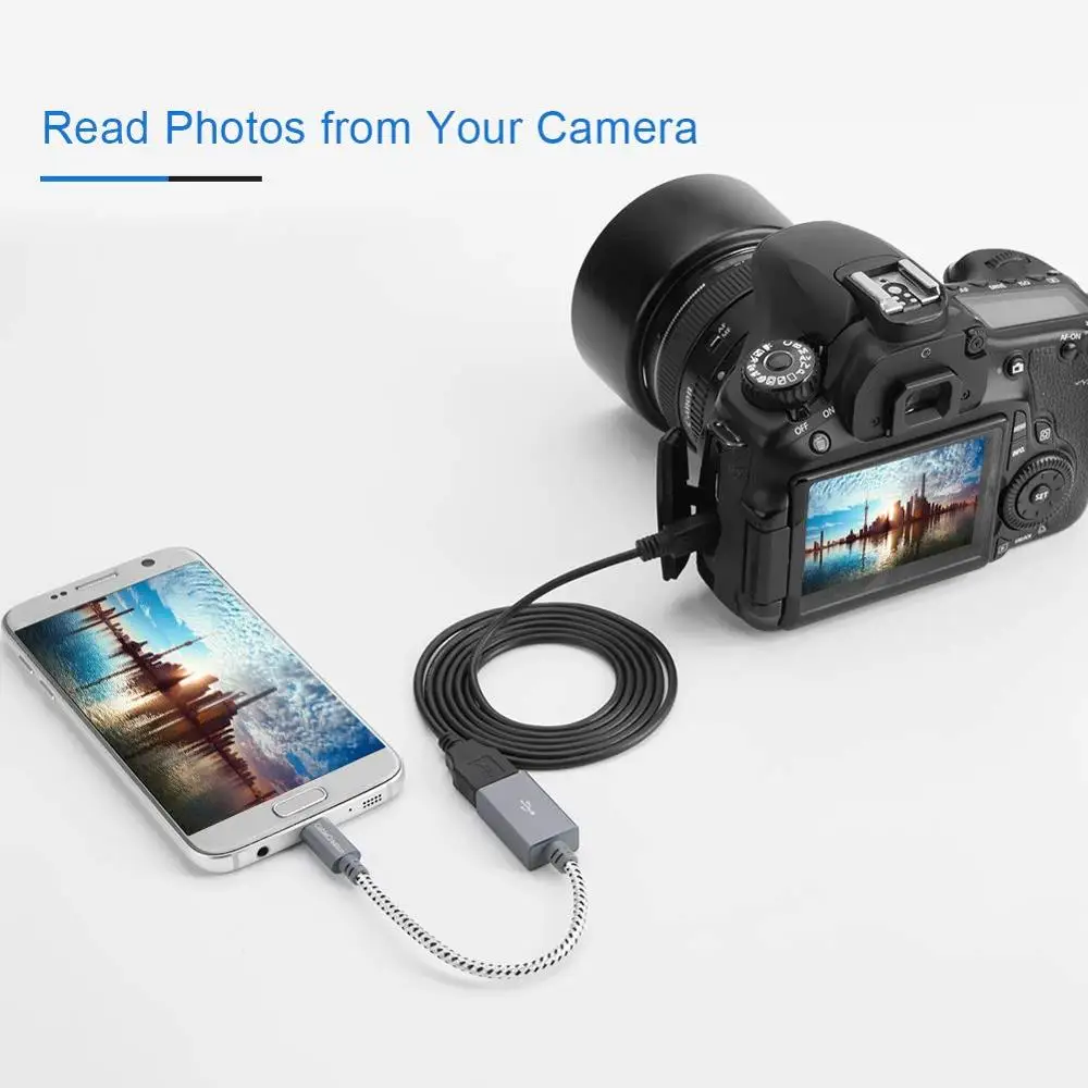 CableCreation серебристый микро USB OTG кабель Плетеный МИКРО к адаптер совместимый с Samsung