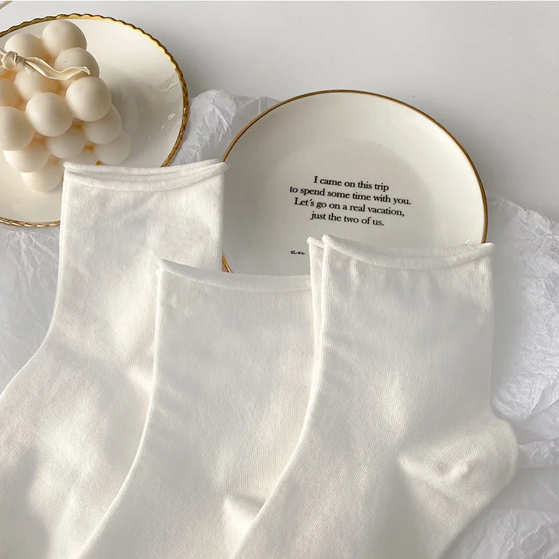 

Новинка; Свободные женские носки; Хлопковые вязаные носки для гофрирования; Однотонные; Цвет черный, белый; Носки Harajuku для девочек в японско...